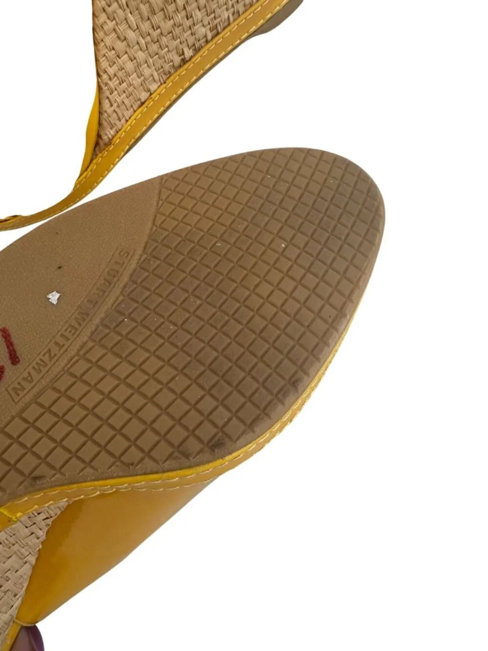 STUART WEITZMAN Yellow Patent Leather Wedges Size 9.5 - Picture 10 of 10